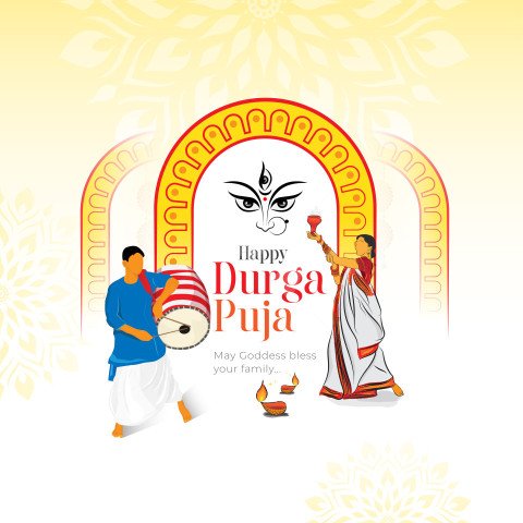 Happy Durga Puja Post Background Design