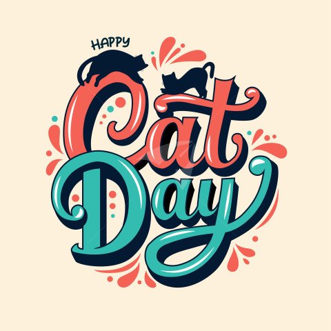 Happy Cat Day Typographic Post Design Template