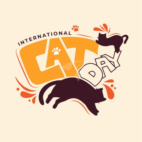 Happy Cat Day Typographic Post Design Template