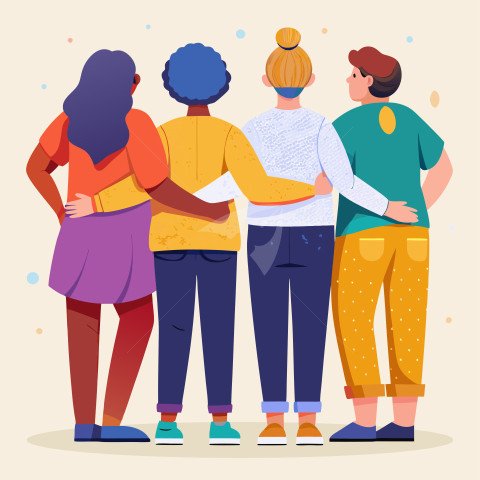 Friendship day illustration, Illustration of group hugging stock illustration