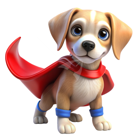 Superhero puppy mascot character