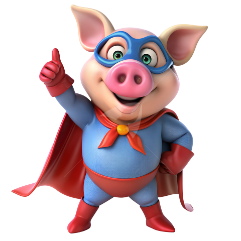 Pig superhero cartoon character