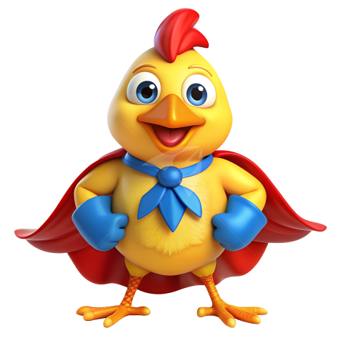 Funny Chicken chick superhero Cartoon character