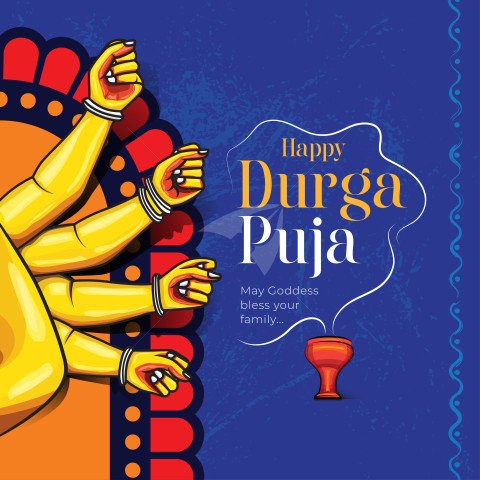 Happy Durga Puja Post Banner Background Template