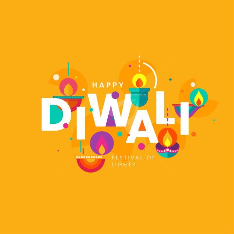 Happy Diwali Post Flat Design Template