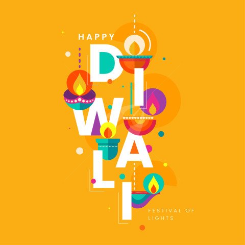 Happy Diwali Post Flat Design Template