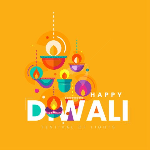 Happy Diwali Post Flat Design Template