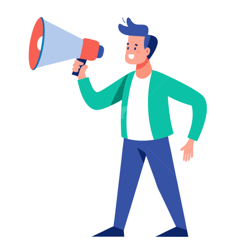 Man speaking with megaphone illustration