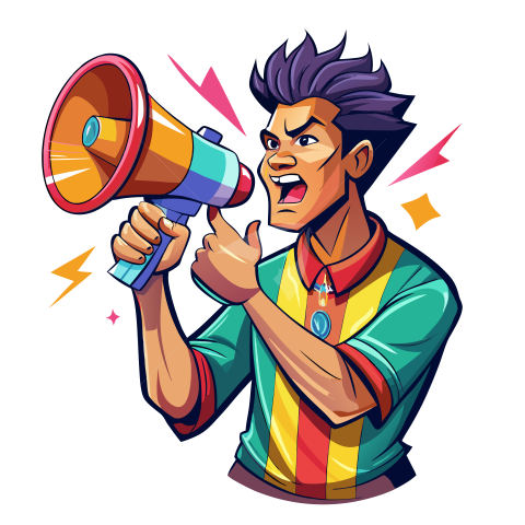 Man speaking with megaphone illustration