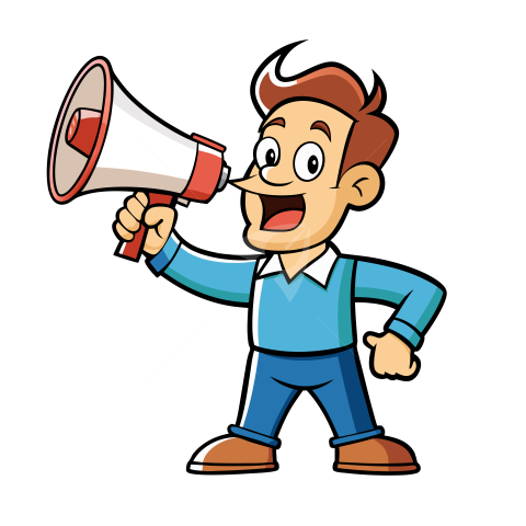 Man speaking with megaphone illustration