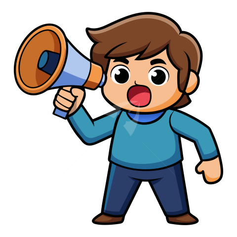 Man speaking with megaphone illustration