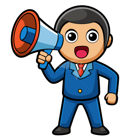 Man speaking with megaphone illustration