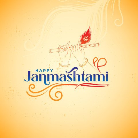 Happy Janmashtami Text Typography Post Design
