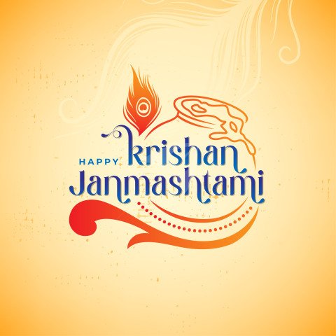 Happy Krishna Janmashtami Text Typography Post Design