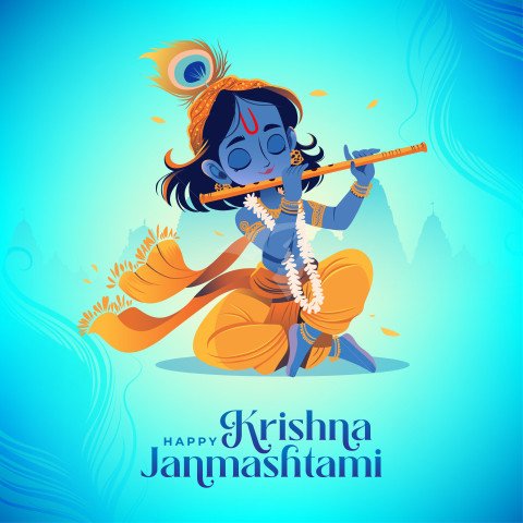 Happy Janmashtami Post Design Template