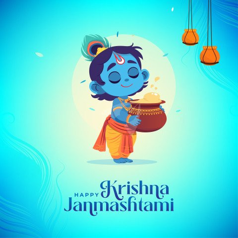 Happy Janmashtami Post Background Template