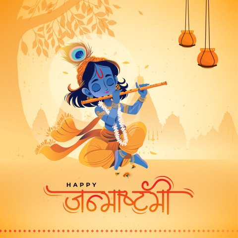 Happy Janmashtami Hindi Post Template