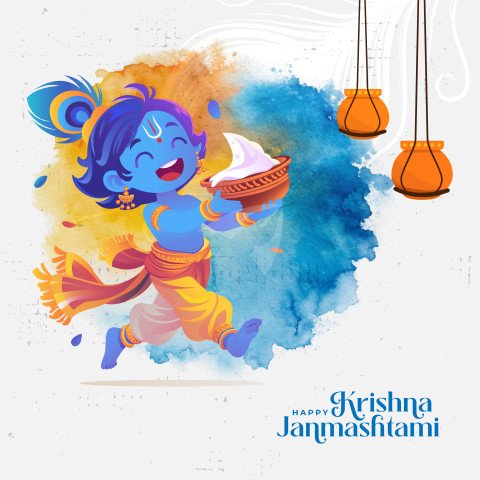 Happy Janmashtami Post Greeting Background Template