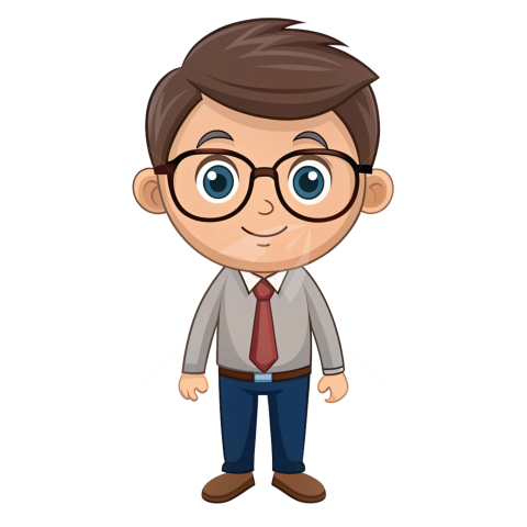 Cartoon character with glasses