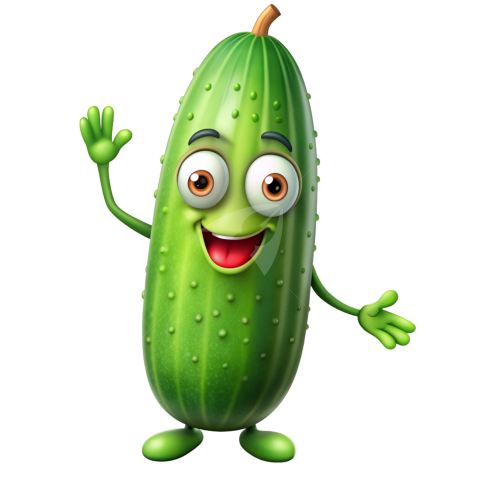 Cucumber fruit cartoon character png