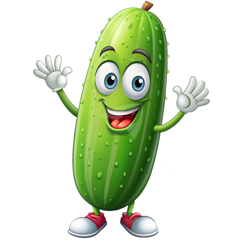 Cucumber fruit cartoon character png