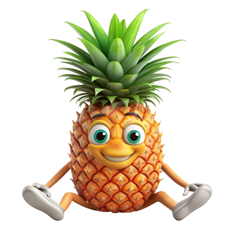 Pineapple fruit cartoon character png