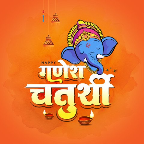 Happy Ganesh Chaturthi Hindi Post Design