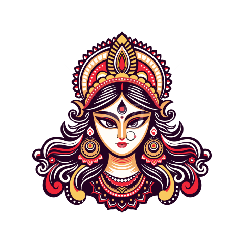 Goddess Durga Face Illustration