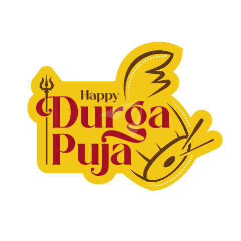 Happy Durga Puja Text Typography Illustration