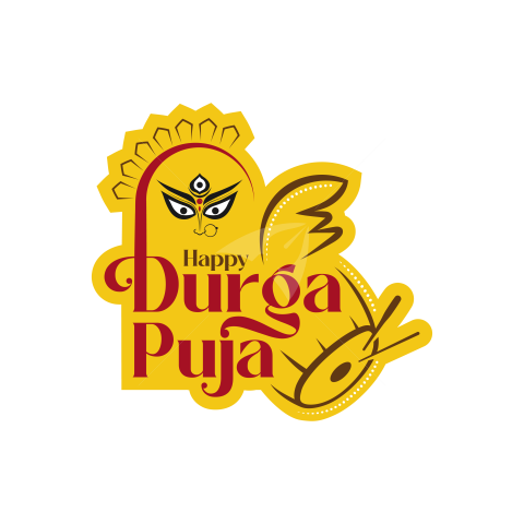 Happy Durga Puja Text Typography Illustration