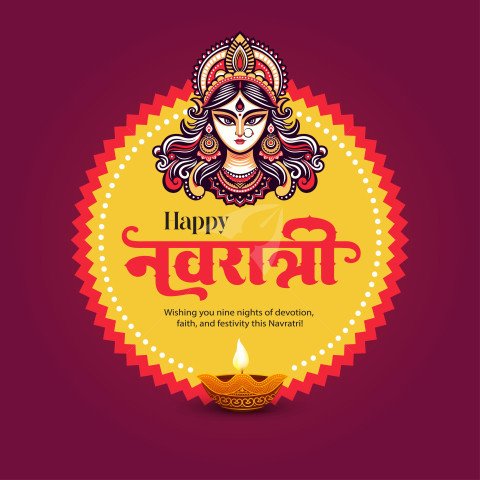 Happy Navratri Hindi Banner Design Template