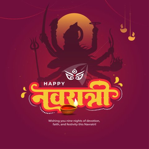 Happy Navratri Hindi Banner Design Template