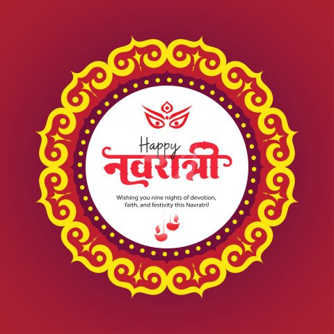 Happy Navratri Hindi Post Banner Design Template