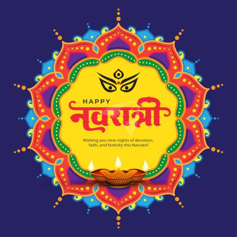 Happy Navratri Hindi Banner Design Template