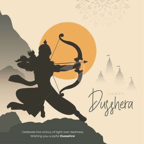 Happy Dussehra Festival Greeting Template Design