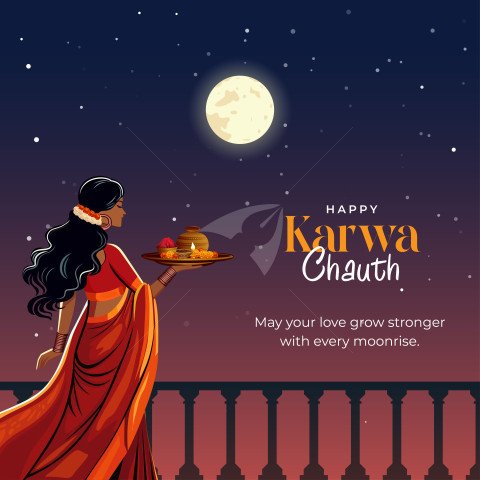 Happy Karwa Chauth Background Design Template