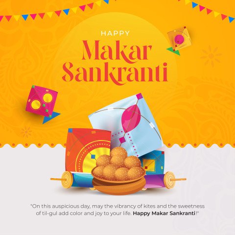 Makar Sankranti Greeting Design Template Vector