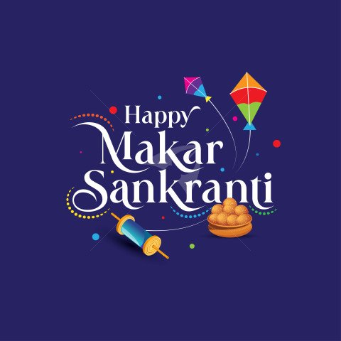 Happy Makar Sankranti Typographic Post Design Template