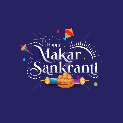 Happy Makar Sankranti Typographic Post Design Template