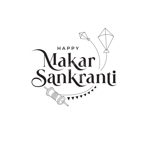 Happy Makar Sankranti Text Typography Design