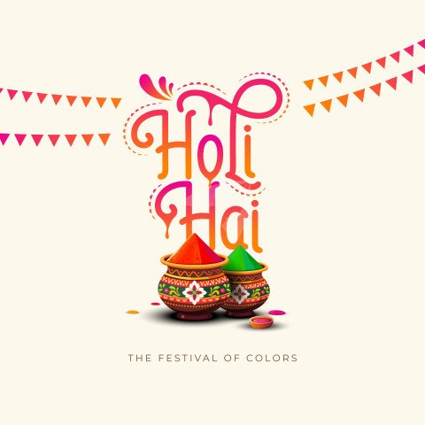 Holi Hai Text Typograpgy Design Illustration