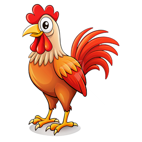 Cute red rooster illustration transparent image