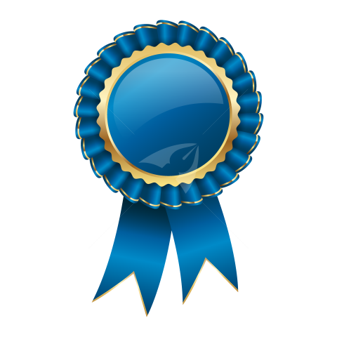 Golden blue ribbon badge illustration