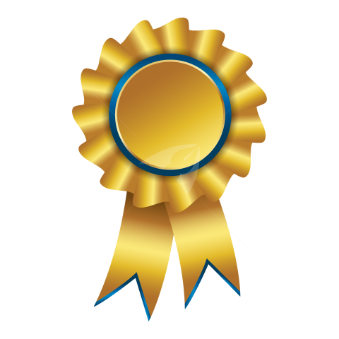 Golden ribbon badge illustration