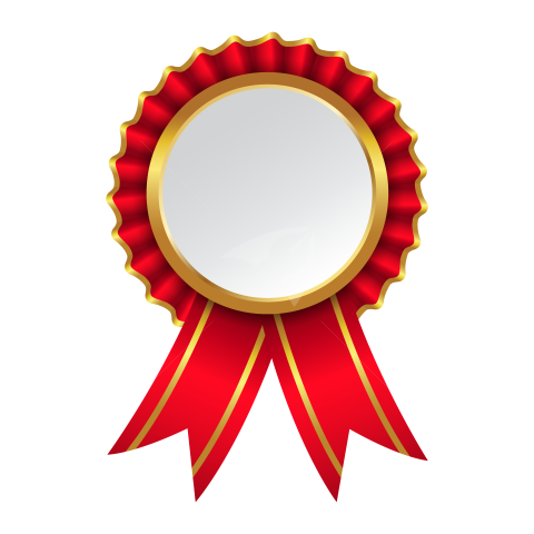 Golden red ribbon badge illustration