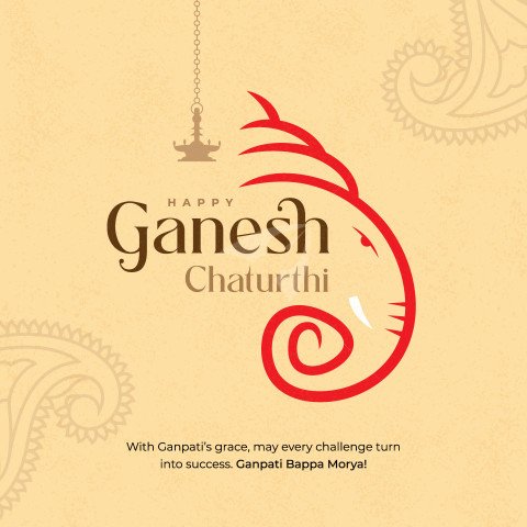 Traditional Happy Ganesh Chaturthi Festival Post background Template