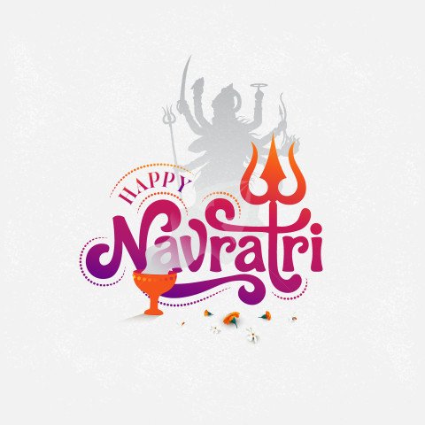 Happy Navratri Illustration with Goddess Durga Silhouette