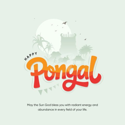 Happy Pongal Festival Greeting Design Template Illustration
