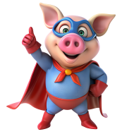 Pig superhero cartoon character