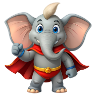 Elephant superhero cartoon character